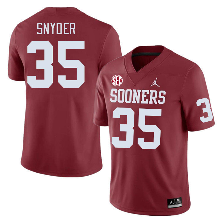 Men #35 Jakeb Snyder Oklahoma Sooners 2024 SEC Conference College Football Jerseys-Crimson